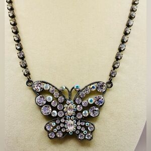 Kirk’s Folly vintage crystal butterfly choker necklace. 15 inches w/ 3 inch ext